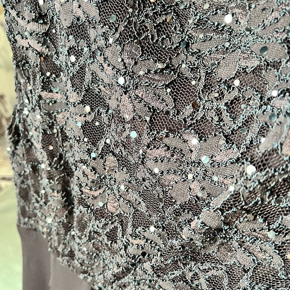 Deep Gray Dress with sequence and shirring on top. - Picture 5 of 7